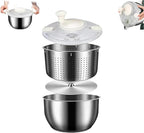 6L Stainless Steel Salad Spinner - Quick Spin Dryer for Vegetables, Lettuce, Fruit and Pasta, Commercial and Household Essential Kitchen Utensil