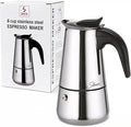 Espresso Maker 6 Cup Moka Pot Stainless Steel Percolator coffee pot, Compatible with Gas, Electric, Ceramic, and Induction stovetops(10 fl oz/300 ml)