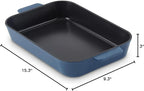 Zakarian x Dash Nonstick Cast Iron Baker - Oven-Safe Baking Pan for Pasta, Casseroles, Crumbles, and More - Easy-Release, Rust-Resistant, and Even Heat Distribution - Blue, 9-inch x 13-inch