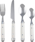 Cambridge Silverware Set, Jubilee White 16-Piece Flatware Set, Service for 4, 18/0 Stainless Steel, Silver Mirror Finish Beige Handles, Knives Spoons and Forks set, Dishwasher Safe, (Beige, 16 Pieces)