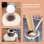 FOMIYES Coconuts Opener Set 2pcs Stainless Steel Coconut Shell Opening Tool with Mallet Hammer Kitchen Gadget for Home Cooking and Outdoor Use