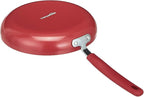 Amazon Basics Aluminum Non-Stick Cookware Set, Oven Safe, Dishwasher Safe, Stay-Cool Handles, 12-Piece, Red