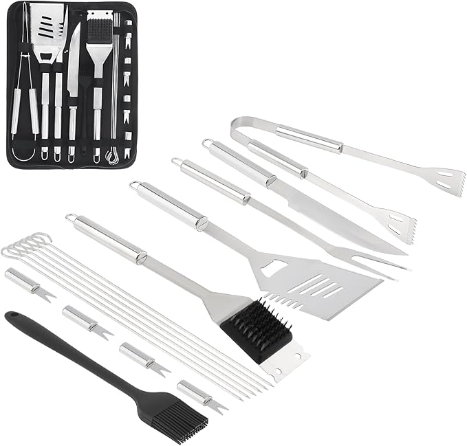 BBQ Grill Accessories Set, 14Pcs Barbecue Grill Tools, Stainless Steel BBQ Utensil Kit with Case for Smoker Camping, Idea Choice for Outdoor Kitchen Cooking, Gift for Men, Thanksgiving Day, Christmas