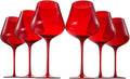 Red Ruby Crystal Wine Glasses Set of 6 | Elegant 20oz Tall Drinkware | Festive Holiday & Christmas Glassware for Hosting and Gifting | Sophisticated Italian-Inspired Barware for Wife, Mom, or Friend