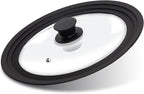 Lerykin Tempered Glass Lid - Universal Lid with Heat Resistant Silicone Rim for Pots, Pans and Skillets - Pan Cover Replacement Lid Fits 10", 11" and 12" Diameter Cookware