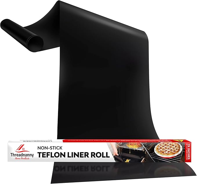 Teflon Liner Roll for Ovens, Stovetops & Grills (75” x 17”) - Custom Cut to Size & Shape Needed - Versatile Non-Stick Teflon Mat, Can Use As Oven Liner, Grill Mat, Stovetop Cover, Baking Sheet, etc.