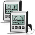 Relaxweex 2 Pcs TP710 Digital Cooking Meat Thermometer, Large LCD Backlight Food Thermometer with Stainless Steel Probe and Timer for Kitchen Oven BBQ Grilling Deep Fry Smoker