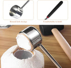 FOMIYES Coconuts Opener Set 2pcs Stainless Steel Coconut Shell Opening Tool with Mallet Hammer Kitchen Gadget for Home Cooking and Outdoor Use