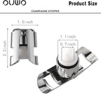 Champagne Stopper 6 Pack Stainless Steel Champagne Save with Food Grade Silicone, Leak-Proof Bubble Retaining Saver, Suitable for Champagne Prosecco Cava and Sparkling (Silver)