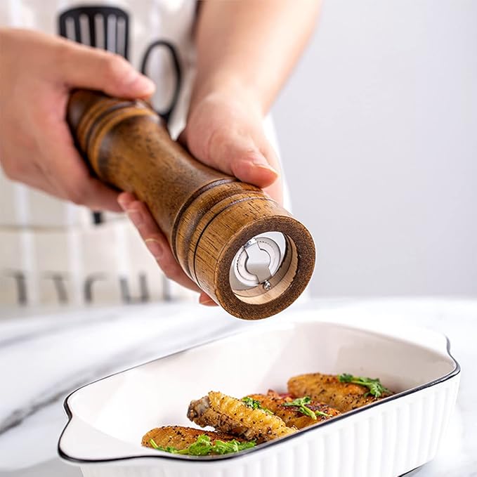Wooden Pepper Mill Pepper Grinder Kit Manual mills Solid With Strong Adjustable Ceramic Grinders Set 8 Inches