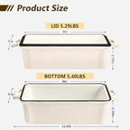 Wildone 2 in 1 Enameled Cast Iron Bread Pan with Lid, 9x5 Loaf Pans for Homemade Sourdough Bread, Cake, Meatloaf, Even Heating Bread Dutch Oven, Cream White