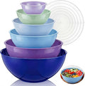LemonRoad 6 Pcs Plastic Mixing Bowl Set with Lids Colorful Serving Bowl Nesting Storage Bowls for Kitchen, Baking, Prepping, Cooking and Serving Food, Dishwasher & Microwave Safe (Dark Blue)