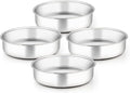 TeamFar 8 Inch Cake Pan, 4 Pieces Stainless Steel Round Tier Baking Cake Pans Set for Baking Steaming, Fit in Oven Pressure Cooker Pot, Healthy & Sturdy, Mirror Finish & Dishwasher Safe