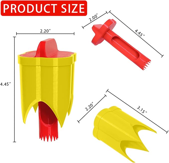 Pepper Corer, 2 in 1 Red Bell Pepper Seed Corer Remover Tool, Fruit & Vegetable Corers Quick Cave Tools for Jalapeno Cutter Deseeder, Red Yellow, 3 PCS