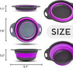 Purple Foldable Food Strainer for Kitchen - Small Collapsible Colander for Spaghetti and Pasta Multifunctional Silicone Strainer for Camping