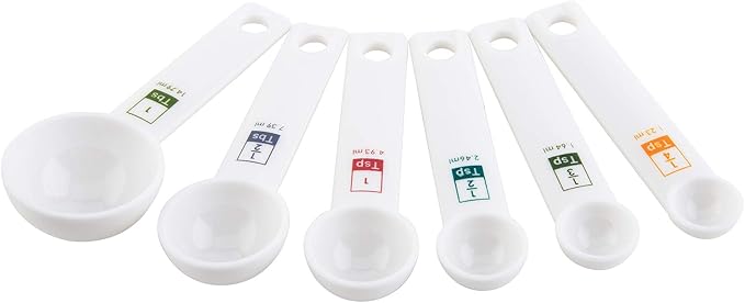Fox Run 6-Piece Plastic Measuring Spoon Set White, 1.6 x 9 x 3 inches
