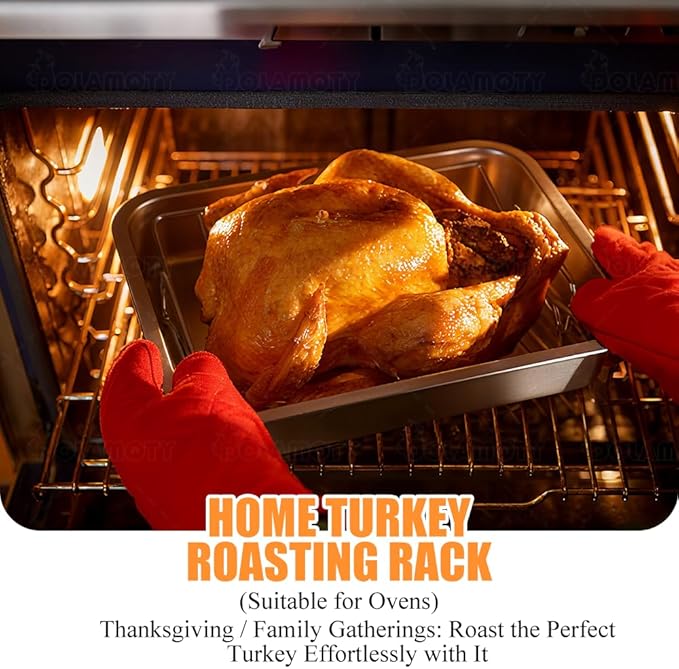 Stainless Steel Turkey Roasting V Rack, Roaster Racks for Smoking and Grilling Poultry Chicken, and Pork Cooking Rack for Roasting Pan for Kamado, Smoker, Green Egg Accessories, Dishwasher Safe