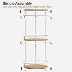 YATINEY 3-Tier Lazy Susan Organizer, Rotating Spice Rack, Spinning Organizer, Industrial Turntable Spice Rack Organizer for Cabinet, Kitchen Countertop, Pantry, White and Natural SR23WN