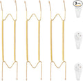 3 Pack Plate Hangers for The Wall, Suitable for 16-20 inch Art Plate, Stainless Steel Invisible Heavy Duty Wire Plate Holder with Wall Hooks, Plate Hangers for Displaying Plates, Platter, Dish, Gold