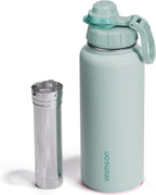 Vesmoon Vessence 32 Oz Stainless Steel Tea Infuser Bottle for Loose Leaf Tea, Water, Herbs, Fruits - Triple Layered Insulated, Leak Proof Bottle with Lid and Clip Handle - 24 Hours Hot/Cold
