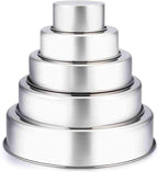 TeamFar Cake Pan, 4’’ - 6’’ - 8’’ - 9½’’ - 11’’, Stainless Steel Round Baking Tier Smash Cake Pans Set, Healthy & Heavy Duty, Mirror Finish & Dishwasher Safe - Set of 5