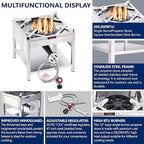 ARC 40QT Seafood Boiling Kit, 200,000BTU Propane Burner And Stainless Steel Crawfish Boil Pot w/Basket and Steamer Rack, For Outdoors Cooking and Steaming, Large Turkey Fryer, Lobster Shrimp Pot