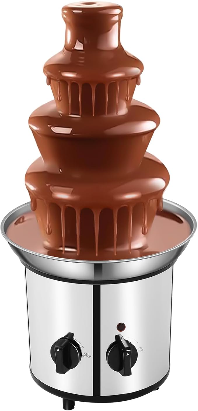 4 Tier Electric Chocolate Fondue Fountain Machine, Chocolate Fountain Electric Melting Machine with Anti-Slip Support Feet for Chocolate Candy Ranch Sauce Cheese Sauce Barbecue Sauce