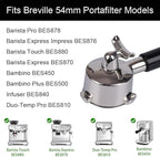 54mm Portafilter Double Spout Compatible with Breville Bambino Plus (BES500)/ Infuser (BES840XL) 54mm Breville Barista Series-ABS Handle