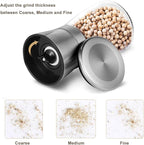 Mincham Manual Salt or Pepper Grinder for Professional Chef, Best Spice Mill with Stainless Steel Cap, Ceramic Blades and Adjustable Coarseness, Refillable Glass Body with 6OZ Capacity