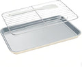 7PCS Ceramic-Coated Baking Sheet Set - 10x15in Jelly Roll Pan Non-Stick Cookie Sheet with Wire Rack, Silicone Spatula & 4 Cookie Cutters, PFAS Free, Oven Safe (550°F), Sunshine Cream