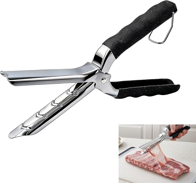 Stainless Steel Rib Membrane Removal Tool, Glue-Free Full-Wrap Anti-Slip Grip, Dishwasher Safe Rib Prep Tool For Barbecue Grilling Accessories