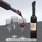 Reusable Wine Stopper Pourer - 2-in-1 Airtight Bottle Stopper with Leakproof Pour Spout - Wine Preserver for Red & White Wine - Bar Accessories Gift