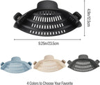 Silicone Pot Strainer, Emptycolor Adjustable Clip On Strainer for Pots Pans, Heat Resistant Pot Drainer, Kitchen Pasta Colander for Vegetables and Noodles (Black)