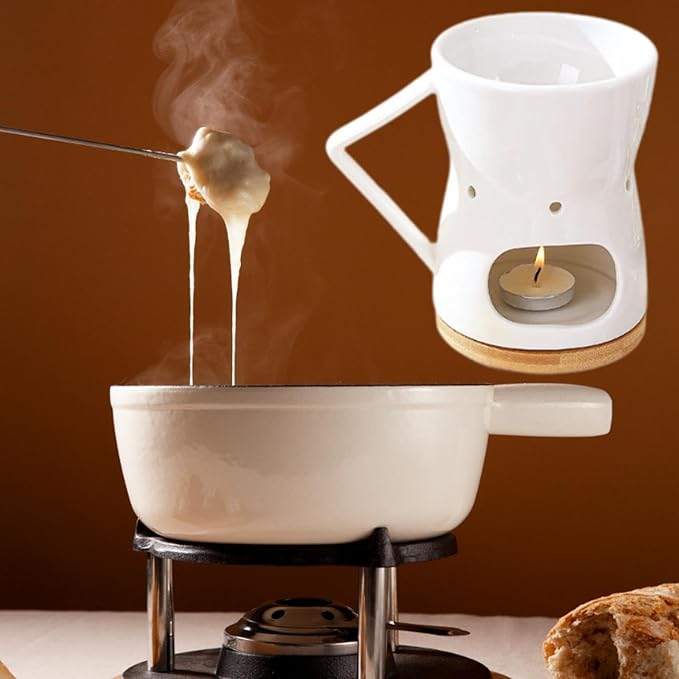 Fenteer Chocolate Fondue Pot Cheese Melting Insulated Pot Butter Heater with Forks for Dinner Party Engagement
