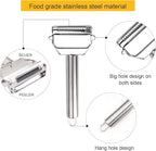 Vegetable Peeler, Julienne Cutter, Slicer, Shredder, Scraper - Fruit, Potatoes, Carrot, Cucumber 7" 3 in 1 Stainless Steel Dual Blade, Commercial Grade