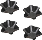 Tortilla Pan Set - 4pcs Non-Stick Carbon Steel Taco Salad Bowl Makers Tortilla Shell Pans, Tostada Bake Taco Shells, Flower-shaped Baking Mold Kitchen(Black 4pcs) (16.5x 7.5x 6cm)