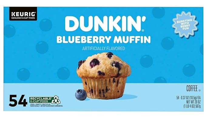 Dunkin’ Blueberry Muffin Coffee K-Cup Pods 54 Count – Medium Roast, Limited Edition