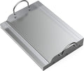Onlyfire Universal Stainless Steel Griddle for Most BBQ Grills with Removable Handles, 18"×12.5"