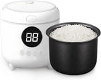 Mini Rice Cooker 2-Cup Uncooked / 4-Cup Cooked, 1.7Qt Portable Small Rice Maker with Auto Keep Warm & 24H Timer Delay for Oatmeal, Quinoa, Soup, Non-Stick Inner Pot Easy to Clean