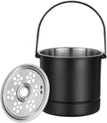 Ice Bucket Wine Cooler Bucket Stainless Steel Wine Chiller Handles Filter Plate Parties Gold (Black)