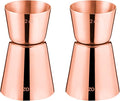 Briout Jigger for Bartending, 2 Pcs Double Cocktail Jigger Japanese Premium 304 Food Grade Stainless Steel Jigger 1 OZ 1/2 OZ, Flat Edge Rose Gold