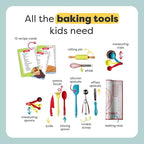 Baketivity All-In-One Kids Cooking Tool Set and Unicorn Rainbow Cookies Kit Bundle - Learn Basic Baking Skills with Duff Goldman DIY Cookie Making Kit - Best Cooking Set Gift for Little Junior Chefs