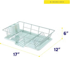 Sweet Home Collection Space-Saving 3-Piece Dish Drainer Rack Set: Efficient Kitchen Organizer for Quick Drying and Storage - Includes Cutlery Holder and Drainboard - Maximize Countertop Space, Mint