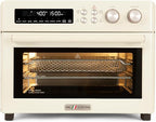 VAL CUCINA Retro Style Infrared Heating Air Fryer Toaster Oven, Extra Large Countertop Convection Oven 10-in-1 Combo, 6-Slice Toast, Enamel Baking Pan Easy Clean with Recipe Book, Almond Yellow Color