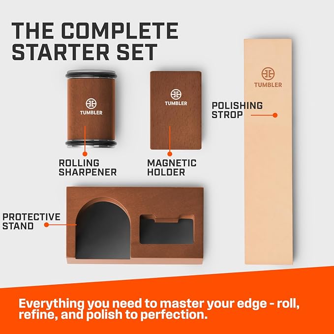 Tumbler Rolling Knife Sharpener Starter Set - Knife Sharpening Made Easy - Complete Gift Set (Pack of 2)