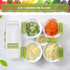 NACOLUS 5 in 1 Mandoline Slicer Vegetable Slicer Mandolin Multi Blade Potato Veggie Slicer Vegetable Cutter Julienne Shredder Potato Slicer Green