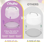 Ohuhu Cake Holder, BPA-Free Cake Carrier with Lid and Handle Cake Transport Container Portable Cake Keeper Two Sided Base for Pies Cookies Nuts Fruit etc - Suitable for 10 inch Cake Gifts