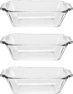 Anchor Hocking Glass Bread Pan, 1.5 Quart Loaf Pan, Set of 3