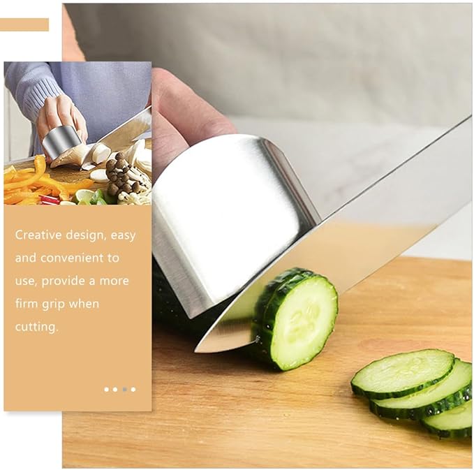 8pcs Stainless Steel Finger Protector Set for Kitchen Cutting and Chopping, Vegetable Cutter Finger Guards, Food Safety Hand Shield Tools for Cooking and Food Preparation