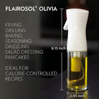FLAIROSOL OLIVIA SIGNATURE Advanced Kitchen Oil Sprayer Technology, Fine Mist & Portion Control, Refillable Glass Olive Oil Cooking Spray Bottle for Air Fryer, Salad, BBQ, 130ml (Golden Leaves)